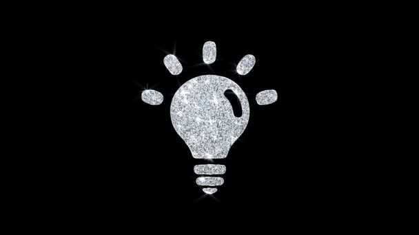 Ícone de luz da lâmpada brilhando brilho laço reluzente partículas  . — Vídeo de Stock