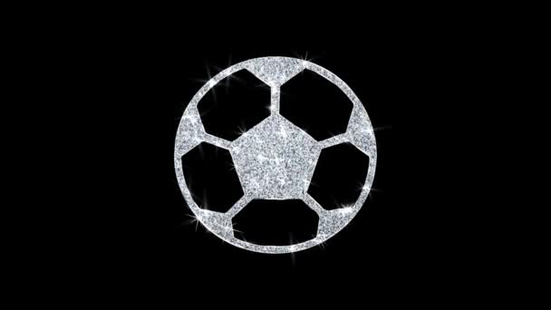 Icona di calcio palla da calcio scintillante scintillante scintillante loop lampeggiante particelle  . — Video Stock