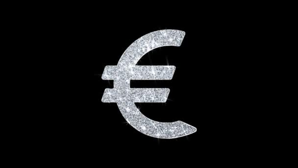 Uro Europese valuta icoon Shining Glitter Loop Knipperende deeltjes . — Stockvideo