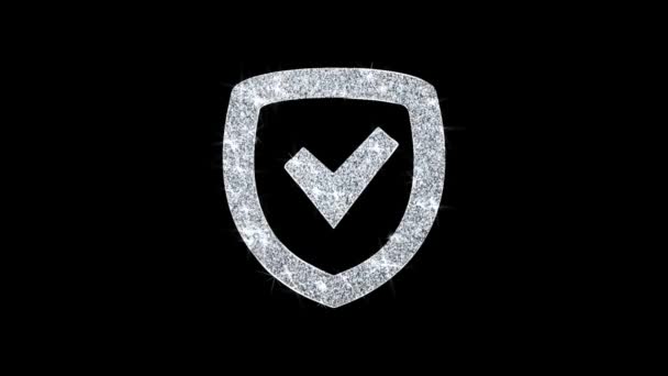 Security Shield Icon Shining Glitter Loop Blinking Particles . — 图库视频影像