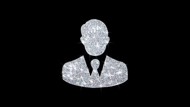Businessman Job Manager Head Icon Shining Glitter Loop Blinking Particles . — Αρχείο Βίντεο