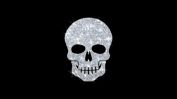 Face skull Icon Shining Glitter Loop Blinking Particles . — Stok video