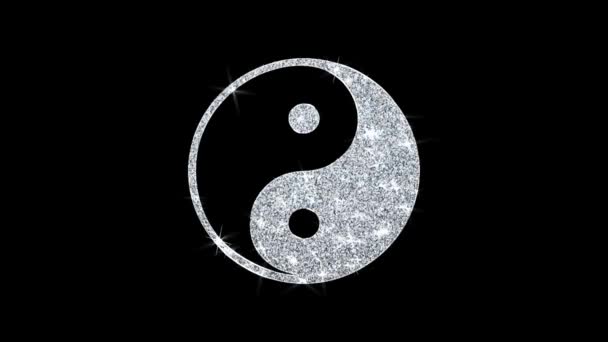 Yin Yang σύμβολο της αρμονίας εικονίδιο λάμπει γκλίτερ βρόχος αναβοσβήνει σωματίδια . — Αρχείο Βίντεο