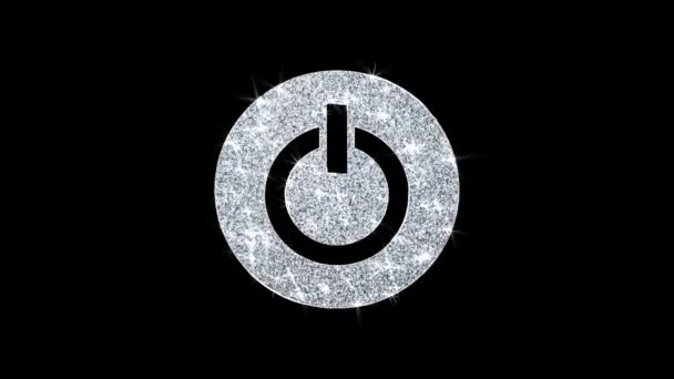 Computer Power Start Button Icon Shining Glitter Loop Blinking Particles . — Stock Video