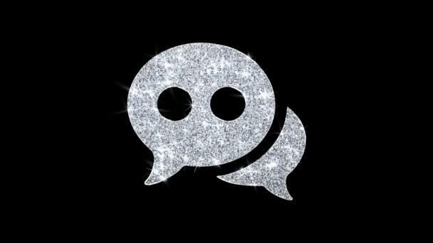 Sohbet Mesaj Bubble, Konuşma Simge Shining Glitter Loop Yanıp Sönen Parçacıklar . — Stok video
