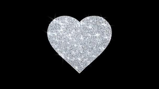 Amore Cuore Icona Brillante Glitter Loop lampeggiante Particelle  . — Video Stock