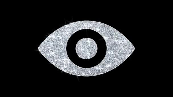 Visão de olho de rosto humano Ícone Brilhante Brilho Loop Blinking Particles  . — Vídeo de Stock