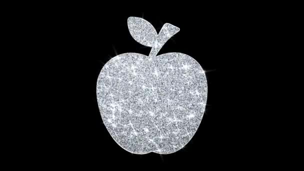 Icono de Apple Brillante Glitter Loop Parpadeo de partículas  . — Vídeos de Stock