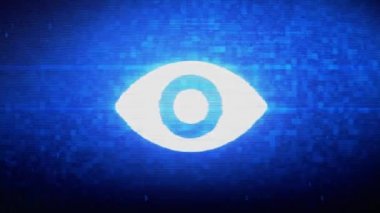 Human Face eye view Symbol Digital Pixel Noise Error Animation.