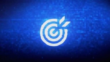 Hedef Amblem Pictogram Symbol Dijital Piksel Gürültü Hatası Animasyonu.
