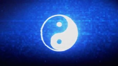 Yin Yang Symbol Of Harmony Symbol Dijital Piksel Gürültü Hatası Animasyonu.