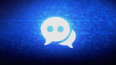 Sohbet Mesaj Bubble, Talk Symbol Dijital Piksel Gürültü Hatası Animasyon.