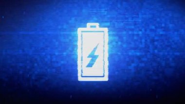 Pil Elektrik Sembolü Dijital Piksel Gürültü Hatası Animasyonu.