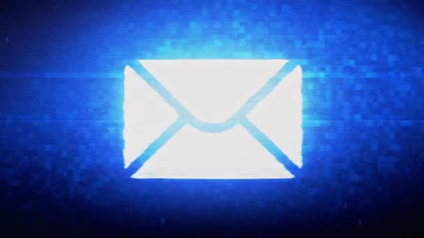 Mail massage symbool digitale pixel ruis fout animatie. — Stockvideo