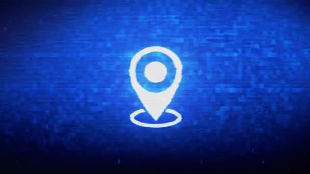 Mapa de ubicación Símbolo Digital Pixel Noise Error Animación . — Vídeos de Stock