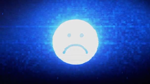 Unhappy Face Symbol Symbol Digital Pixel Noise Error Animation. — Stock Video