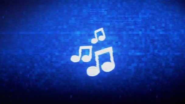 Musica canzone accordi Simbolo Digital Pixel rumore Errore Animazione . — Video Stock