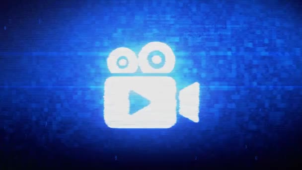 Video Camera Icon Symbol Digital Pixel Noise Error Animation. — Stockvideo