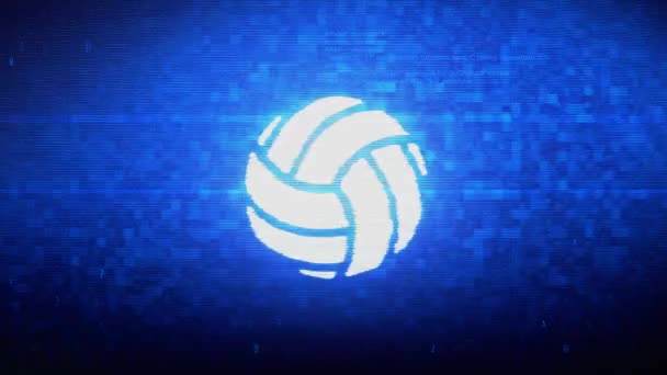 Spielen volleyball spiel ball symbol digitales pixel rauschen fehleranimation. — Stockvideo