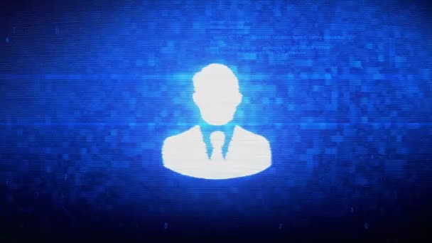 Businessman Job Manager Head Symbol Digital Pixel Noise Error Animation. — Stockvideo