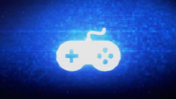 Game Controller джойстик джойстика игры символ цифрового пикселя ошибка шума анимации . — стоковое видео