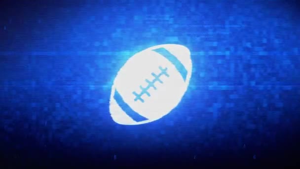 American Football symbool digitale pixel ruis fout animatie. — Stockvideo