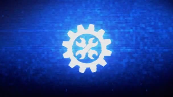 Gear, option, service Symbol Digital Pixel Noise Error Animation. — Stock Video