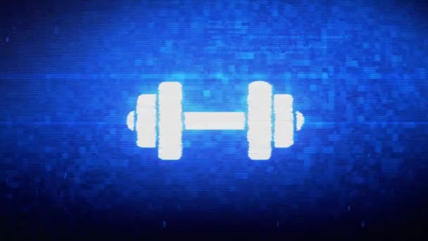 Barbell, haltère, exercice Symbole Digital Pixel Bruit Erreur Animation . — Video