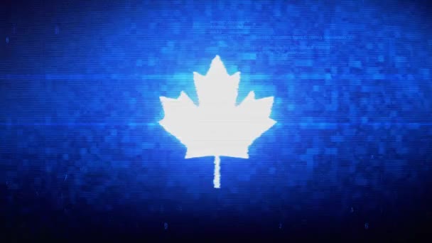 Canadese Maple Leaf symbool digitale pixel ruis fout animatie. — Stockvideo