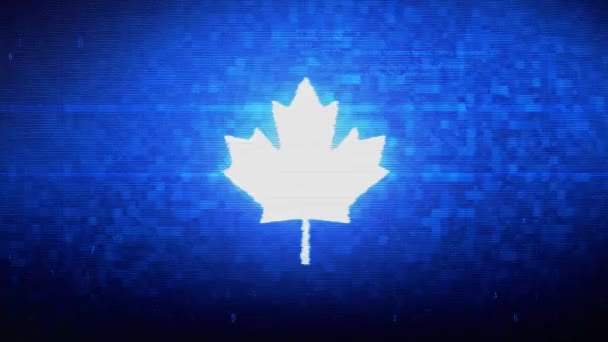 Kanadisches Ahornblatt Symbol digitales Pixel Rauschen Fehleranimation.