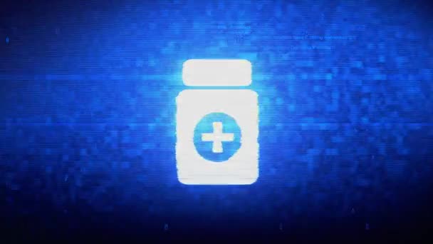 Lék na zdravotní péči symbol chyby šumu v digitálním obrazovém bodu. — Stock video