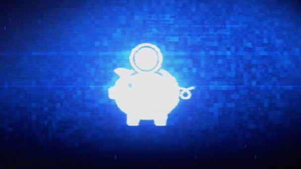 Piggy Bank ahorrar dinero Símbolo Digital Pixel Noise Error Animación . — Vídeo de stock