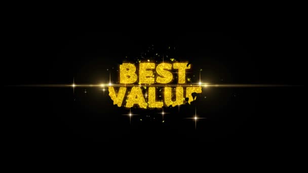 Best Value Text Reveal on Glitter Golden Particles Firework. — Stock Video