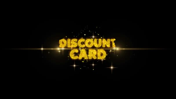 Discount Card Text Reveal on Glitter Golden Particles Firework. — Stock Video