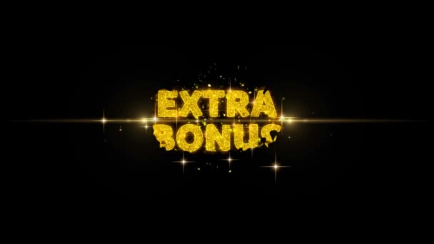 Extra Bonus Text Reveal on Glitter Golden Particles Firework. — Stock Video