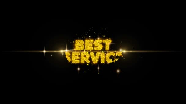 Pengungkapan Teks Terbaik pada Glitter Golden Partikel Kembang Api . — Stok Video