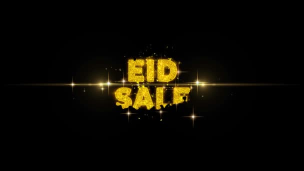 Eid Vendita Testo Rivela su Glitter Golden Particles Fuochi d'artificio . — Video Stock