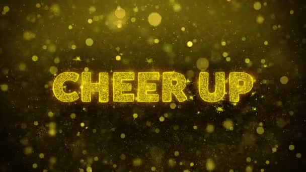 Cheer Up Text on Golden Glitter Shine Particles Animation. — Stockvideo
