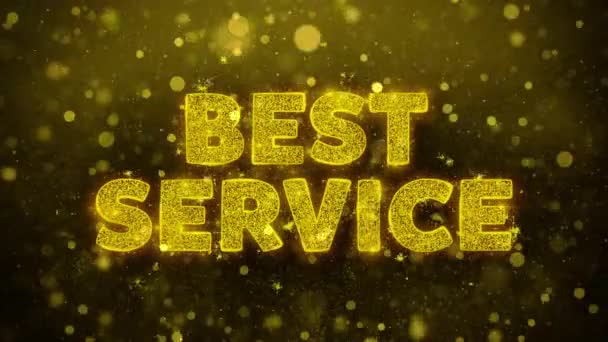 Beste service tekst op Golden Glitter Shine Particles Animatie. — Stockvideo