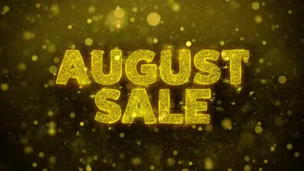 August Sale Text on Golden Glitter Shine Particles Animation. — Stock video