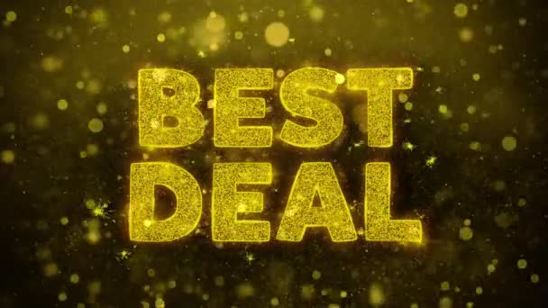 Best Deal Text on Golden Glitter Shine Particles Animation. — Stock Video