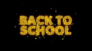 Okula Dönüş Metni Siyah Arka Plandaki Parçacıkları Kıvılcımlar.