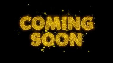 Yakında Metin Siyah Arka Plan Üzerinde Parçacıklar Kıvılcımlar.