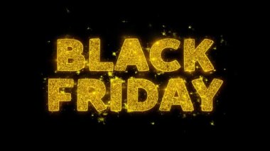 Siyah Cuma Metin Siyah Arka Plan Üzerinde Parçacıklar Kıvılcımlar.