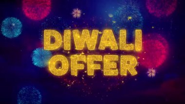 Renkli Ftirework Patlama Parçacıkları Diwali Teklif Metin.