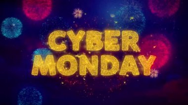 Renkli Ftirework Patlama Parçacıklar Cyber Pazartesi Metin.
