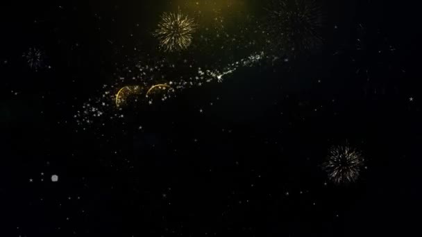 Altın Parçacıklar Havai Fişek Ekran Komedi Gece Metin. — Stok video
