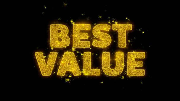 Text nejlepší hodnoty Sparks částice na černém pozadí. — Stock video
