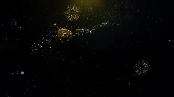 Best Quality Text on Gold Particles Fireworks Display. — Stock Video