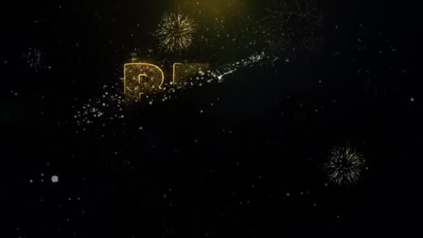 Best Deal Text über Goldpartikel Feuerwerk. — Stockvideo